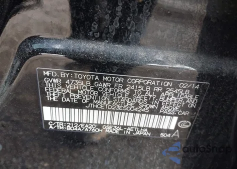 2014 Lexus Is 350 из США, поврежденный, VIN JTHCE1D23E5004245